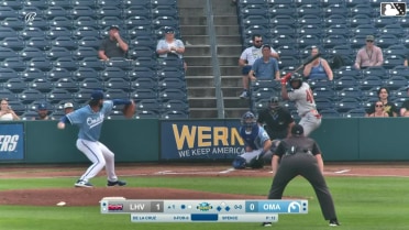 Bryan De La Cruz grounds into a double play, first baseman Brett Squires to shortstop Andrew Velazquez to first baseman Brett Squires to shortstop Andrew Velazquez to first baseman Brett Squires. Felix Reyes scores. Tommy Pham out at 2nd. Bryan De La Cruz out at 1st.