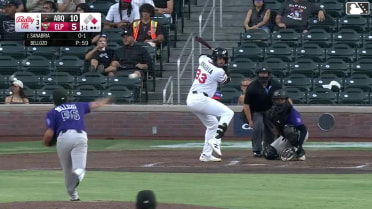 Romeo Sanabria homers (1) on a fly ball to right center field. Mason McCoy scores.