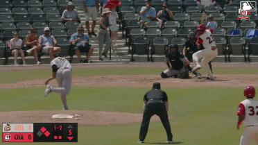 Julio Carreras doubles (5) on a sharp line drive to left fielder Eric Hartman. Pablo Aliendo scores. Cade Hunter to 3rd.