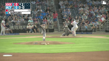 Caleb Bartolero homers (1) on a fly ball to left center field.