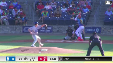 Gavin Fien out on a sacrifice fly to center fielder Jose Pirela. Eli Willits scores.