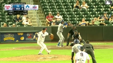 Chris Newell out on a sacrifice fly to center fielder Maddux Houghton. Elijah Hainline scores.