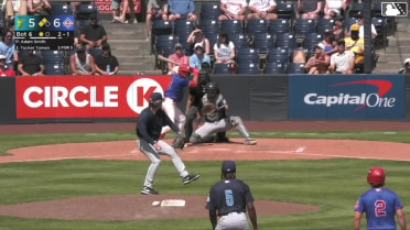 Tucker Toman out on a sacrifice fly to left fielder Curtis Washington Jr. Manuel Beltre scores.