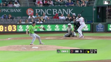 Rece Hinds homers (9) on a fly ball to left center field. Agustín Ramírez scores.