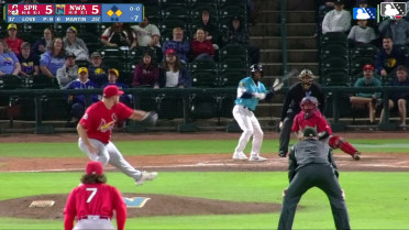 Rudy Martin Jr. out on a sacrifice bunt, pitcher Austin Love to first baseman Carlos Linarez. Justin Johnson scores. Carson Roccaforte to 2nd.