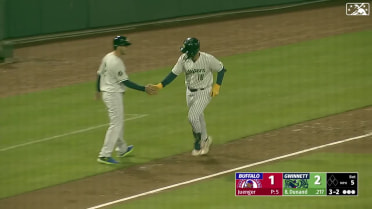 Joe Dunand ropes a 420-foot home run to left field