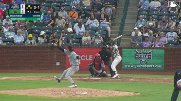 Easton Carmichael singles on a sharp line drive to center fielder Enddy Azocar. Yordany De Los Santos scores.