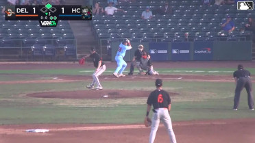 Riley Nelson doubles (2) on a fly ball to right fielder Junior Aybar. Gabriel Rodriguez scores.