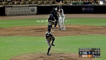 Conor Essenburg triples (3) on a fly ball to right fielder Roni Cabrera. Cody Miller scores.