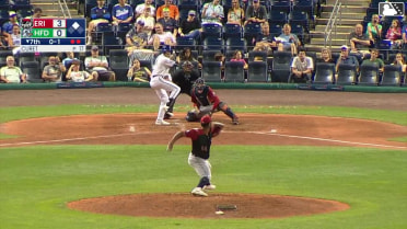 Jared Thomas singles on a line drive to center fielder Seth Stephenson. Tevin Tucker scores.