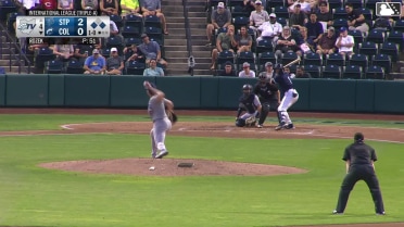 Blake Perkins out on a sacrifice fly to right fielder Kala'i Rosario. Kyle Manzardo scores.