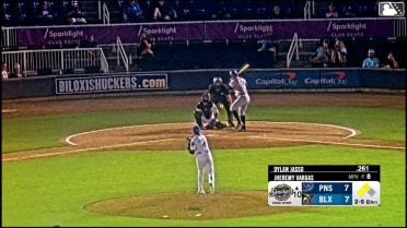 Dylan Jasso out on a sacrifice fly to center fielder Daniel Guilarte. Connor Caskenette scores. Ethan O'Donnell to 3rd.