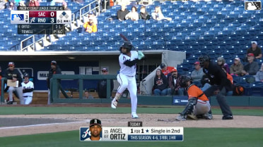 Angel Ortiz doubles (1) on a sharp line drive to left fielder Scott Bandura. Tyler Locklear scores.