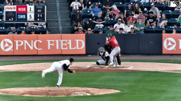 Nate Eaton homers (6) on a fly ball to left field.
