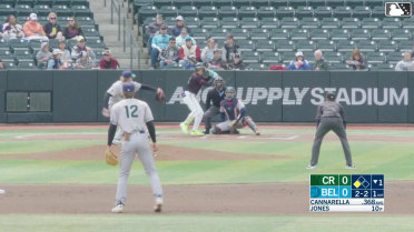 Cam Cannarella out on a sacrifice fly to left fielder Jaime Ferrer. Juan Matheus scores.