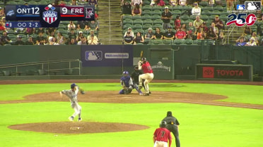 Kyle Fossum out on a sacrifice fly to center fielder Kendall George. Carlos Renzullo scores.