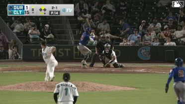 Victor Mesa Jr. doubles (1) on a line drive to center fielder Dru Baker. Raynel Delgado scores.