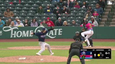 Jose D. Hernandez homers (1) on a fly ball to left center field. Jose Izarra scores.