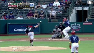 Zach Levenson singles on a ground ball to right fielder Jud Fabian. César Prieto scores.