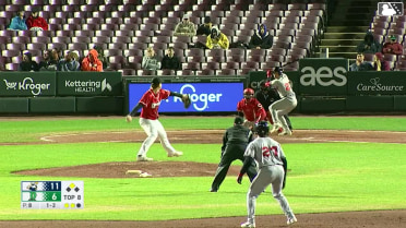 Luke Hill singles on a fly ball to right fielder Esmith Pineda. Ryan Cesarini scores.