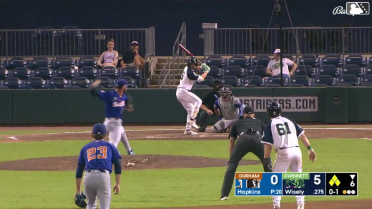 Brett Wisely singles on a line drive to right fielder Jake Cave. Luke Williams scores. Patrick Clohisy scores. Brewer Hicklen to 2nd.
