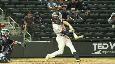 Max Schuemann lines a bases-clearing double into left