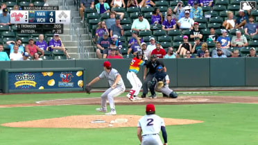 Jay Thomason homers (1) on a fly ball to right field.