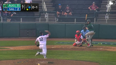 Conor Essenburg doubles (11) on a sharp line drive to center fielder Starlyn Nunez. Luis Guanipa scores.