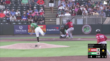 Vinny Capra singles on a line drive to center fielder Enrique Bradfield Jr. Kristian Campbell scores.