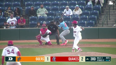 Cesar Quintas singles on a line drive to right fielder Jonny McGill. Korbyn Dickerson scores.