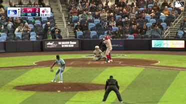 Kelvin Hidalgo singles on a ground ball to center fielder Slade Caldwell. Kevin Fitzer scores.