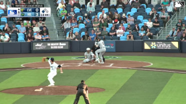Josh Caron homers (8) on a fly ball to right field. Felnin Celesten scores.