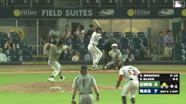 Tyler Black flies into a double play, left fielder Brewer Hicklen to second baseman Brett Wisely. Luis Lara out at 2nd.