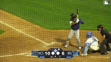 Gleider Figuereo doubles (1) on a line drive to right fielder Teo Banks. Arturo Disla scores.