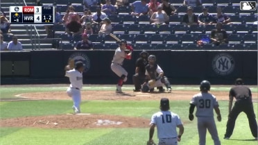 Owen Carey singles on a ground ball to center fielder Luis Durango. Tate Southisene scores.