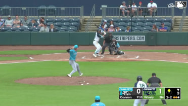 Brett Wisely singles on a ground ball to right fielder Austin Hays. Brewer Hicklen scores.