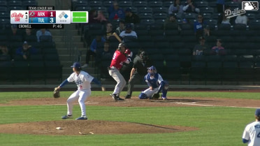 Hunter Fitz-Gerald doubles (4) on a fly ball to center fielder Kendall George. Michael Arroyo scores.