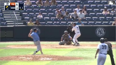 Enmanuel Tejeda doubles (1) on a sharp line drive to left fielder Braylin Tavera. Eric Genther scores. Kyle West scores.