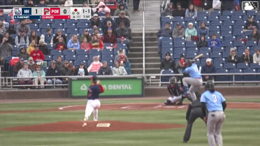 Geovanny Planchart out on a sacrifice fly to center fielder Miguel Bleis. Sean Keys scores.