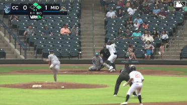 Euribiel Angeles out on a sacrifice fly to right fielder Tyler Whitaker. Brennan Milone scores.