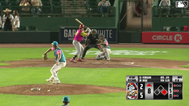 Caden Ferraro homers (1) on a line drive to right center field. Jalin Flores scores.