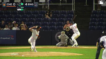 Nick Lorusso singles on a sharp line drive to left fielder Douglas Hodo III. Jose Ramos scores.