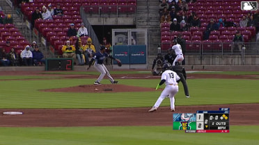 Khadim Diaw doubles (3) on a ground ball to left fielder Andrew Sojka. Jaime Ferrer scores. Marek Houston scores.