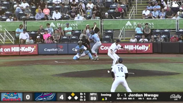 Jordan Nwogu singles on a line drive to center fielder Dillon Lewis. Alex Madera scores.