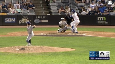 Aaron Sabato doubles (6) on a sharp line drive to center fielder Kahlil Watson. Ben Ross scores.