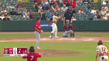 Orlando Martinez doubles (13) on a line drive to right fielder Travis Honeyman. Max Wagner scores.