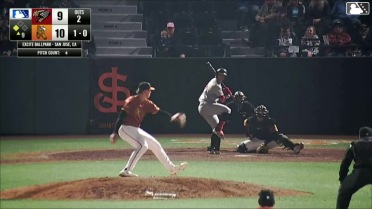 Jack O'Dowd doubles (3) on a ground ball to center fielder Andy Polanco. Ethan Holliday scores.