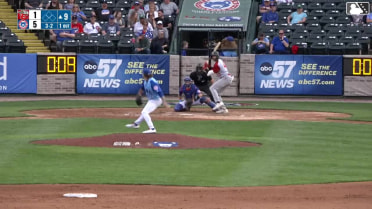 Jake Cunningham homers (9) on a line drive to left field.