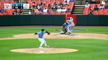 Brandon Lewis homers (4) on a fly ball to center field.
