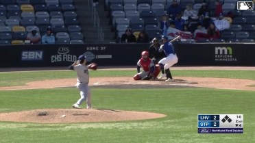Tanner Schobel homers (1) on a fly ball to center field.